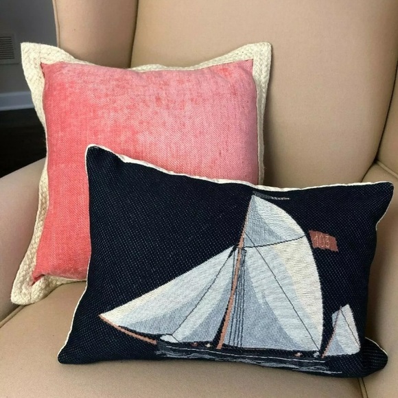 Chenille Down Filled Accent Pillow 18”sq Jute Trim - Picture 2 of 6